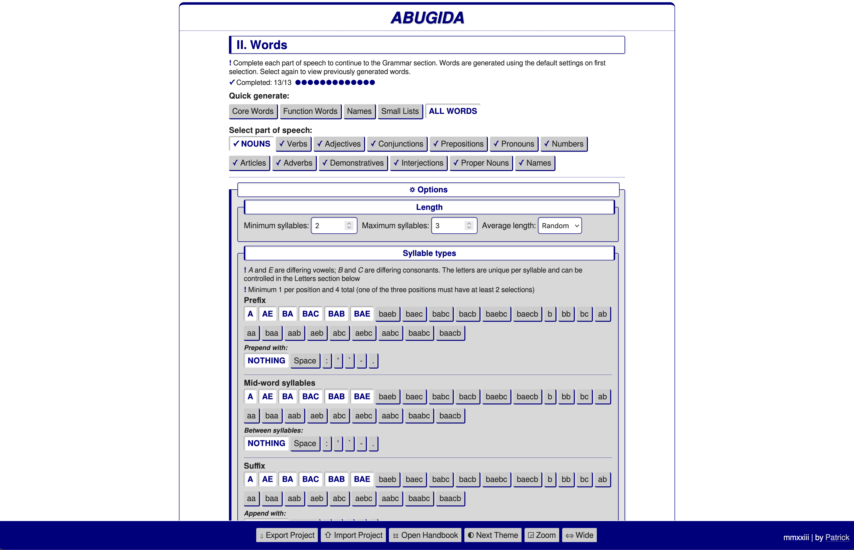 Screenshot of Abugida web app interface in use